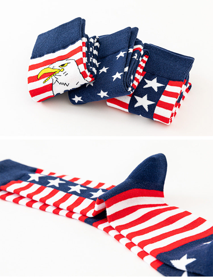 Sylvie Esterhazy | Flag Print Veterans Day Crew Socks Five Pack Unisex & Couples