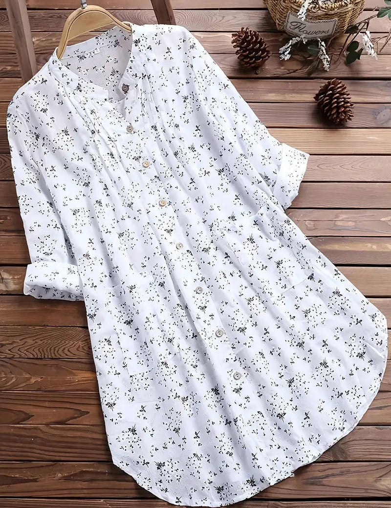 Pauline Vercourt | Floral Button-Up Midi Shirt Dress For Women