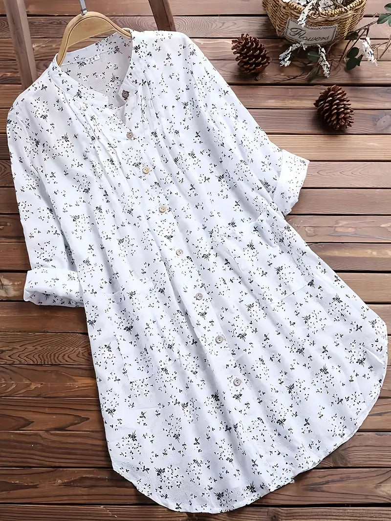 Pauline Vercourt | Floral Button-Up Midi Shirt Dress For Women