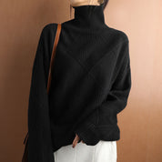 Ruby Estshaw | Diamond Knit Turtleneck Sweater For Women