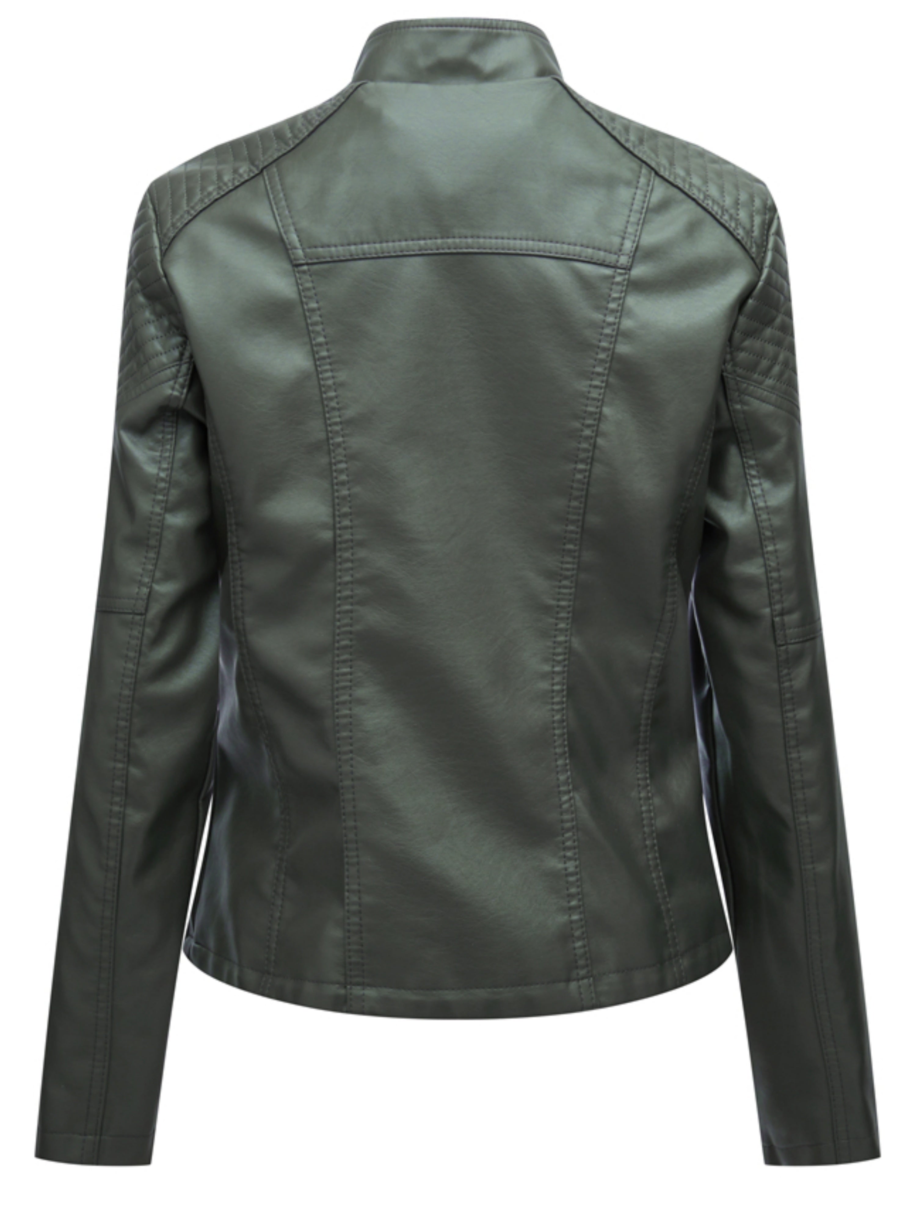 Nadia Cresson | Sleek Olive Leather Jacket For Women