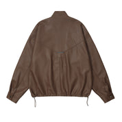 Rafael Moretti | Oversized Leather Jacket With Stand Collar For Men
