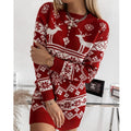 Delphine Chastain | Christmas Reindeer Knit Sweater Mini Dress For Women