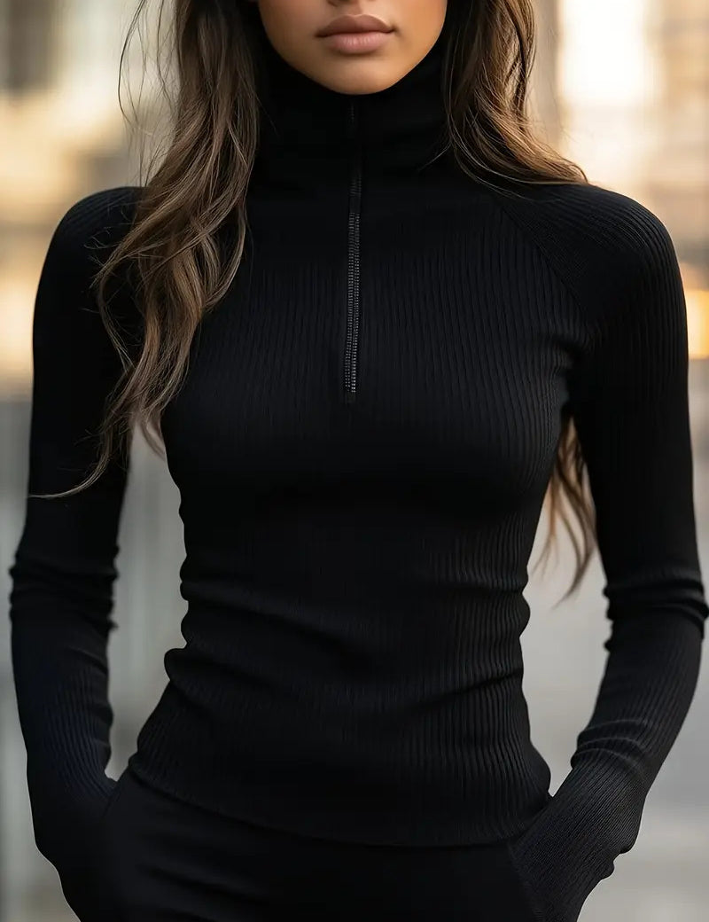 Elena Marchetti | Slim-Fit Ribbed Knit Top For Women