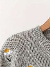 Beatrix Montclair | Daisy Embroidered Sweater With Long Sleeves For Women