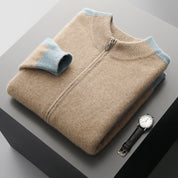 Kirk Ostbrook | Contrast-Shoulder Zip Wool-Blend Cardigan For Men