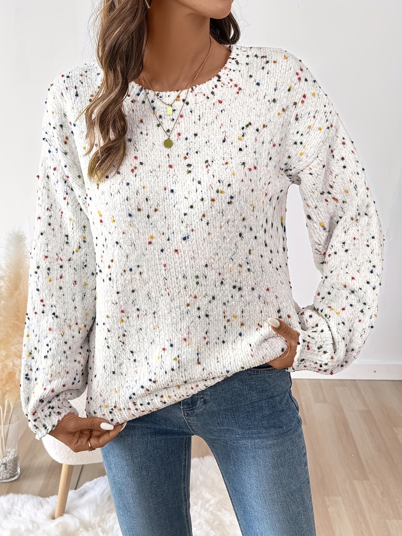 Josephine Vantroy | Speckled Round Neck Sweater For Women