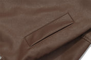 Rafael Moretti | Oversized Leather Jacket With Stand Collar For Men