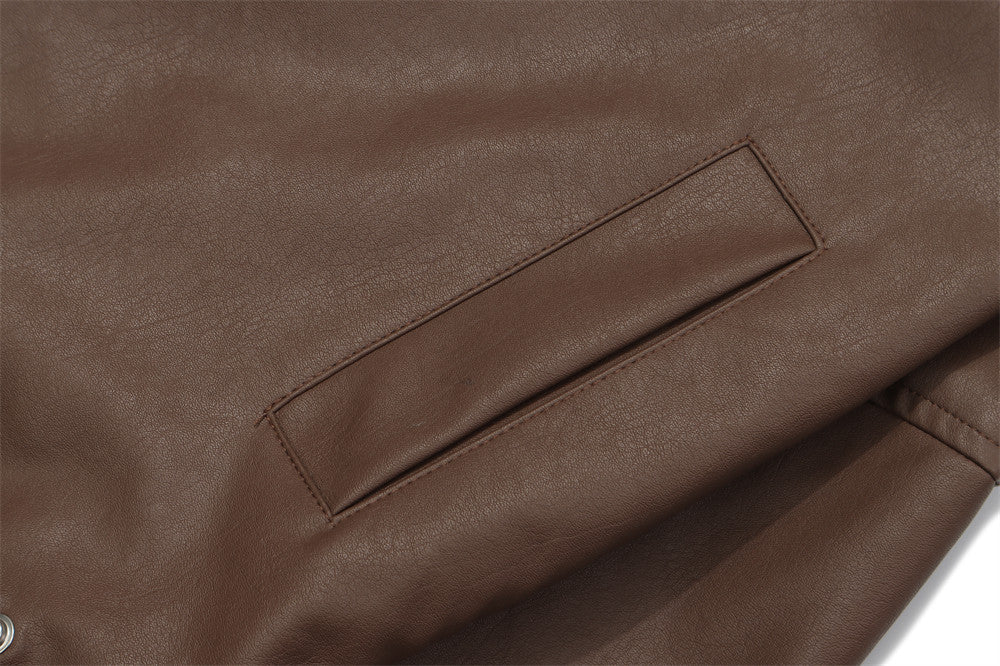 Rafael Moretti | Oversized Leather Jacket With Stand Collar For Men