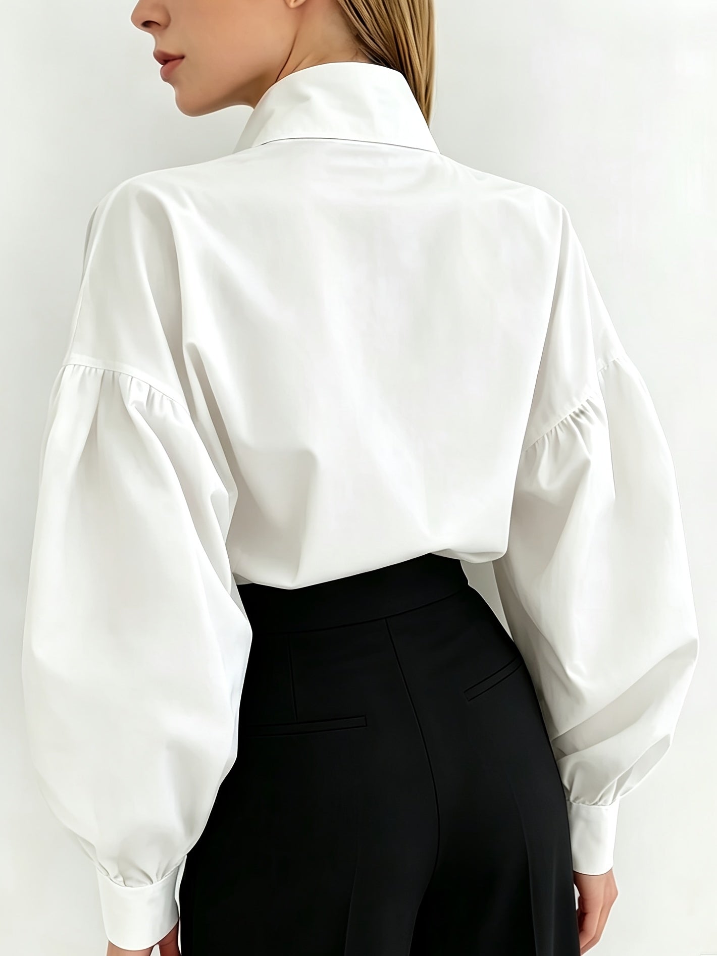 Felicity Ashgrove | Statement Collar Blouse With Pearl Buttons For Women