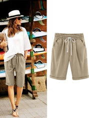 Diane Wentmore | Casual Loose-Fit Cotton Capri Shorts For Women