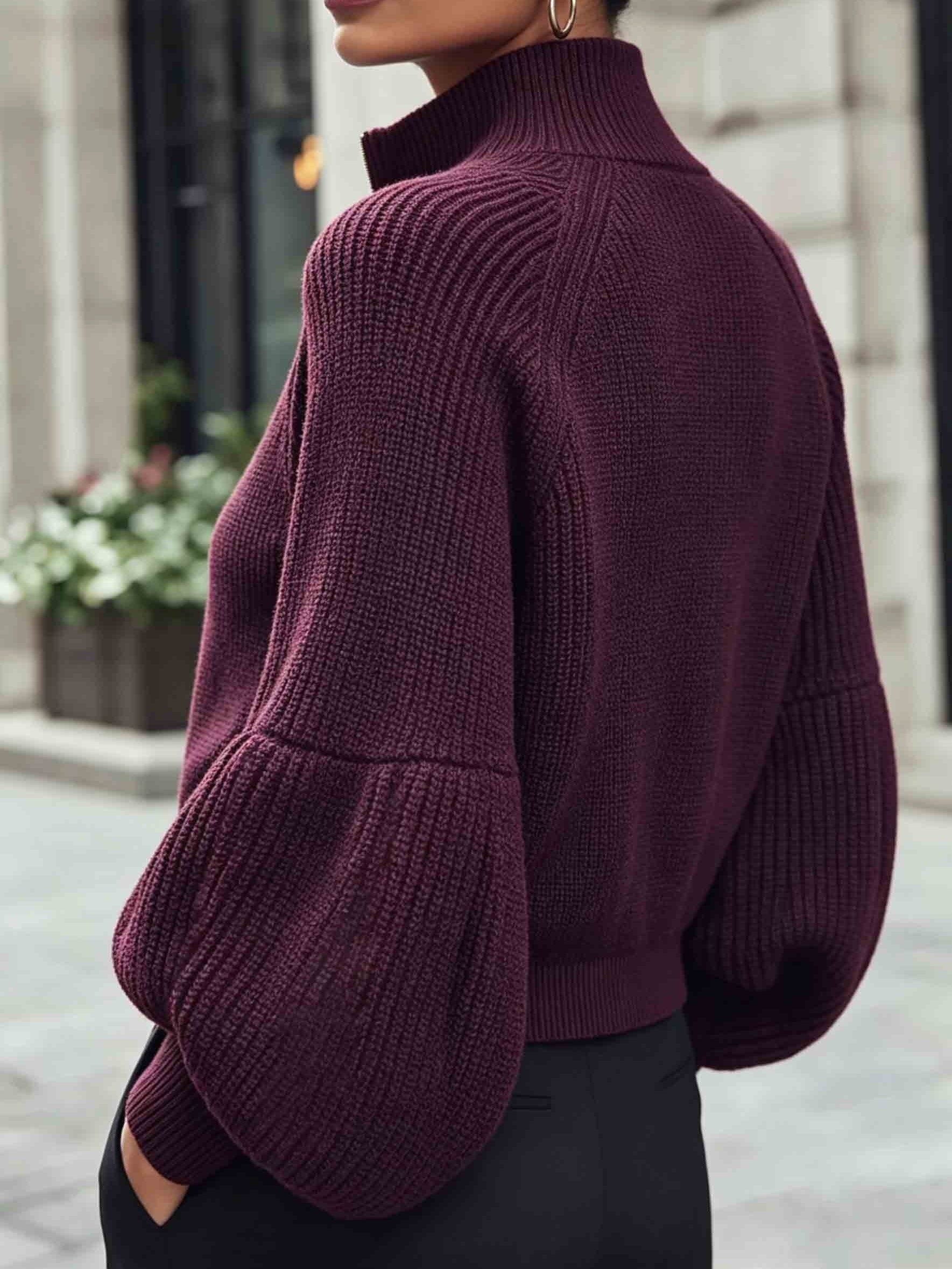 Isadora Pelletier | Puff-Sleeve Zip-Up Sweater For Women