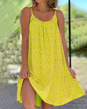 Catalina Wyndvere | Hot Pink Ditsy Floral Spaghetti Strap Mini Sundress
