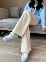 Colette Duvall | Corduroy Wide-Leg Lounge Pants With Faux Fur Cuffs For Women