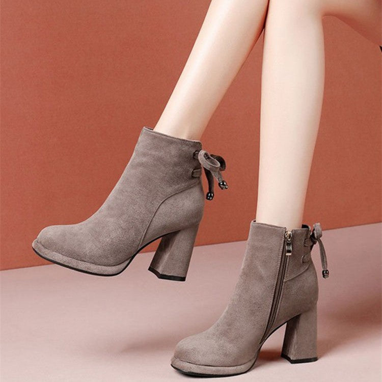 Camille Dubois | Suede Ankle Boots With Chunky Heel For Women