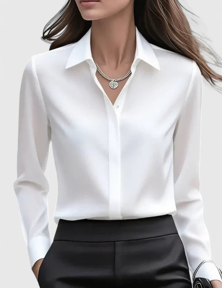 Clarisse Wentford | White Long Sleeve Button-Down Shirt