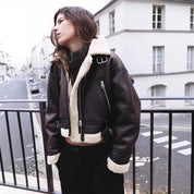 Pauline Girardin | Shearling Aviator Cropped Jacket For Women