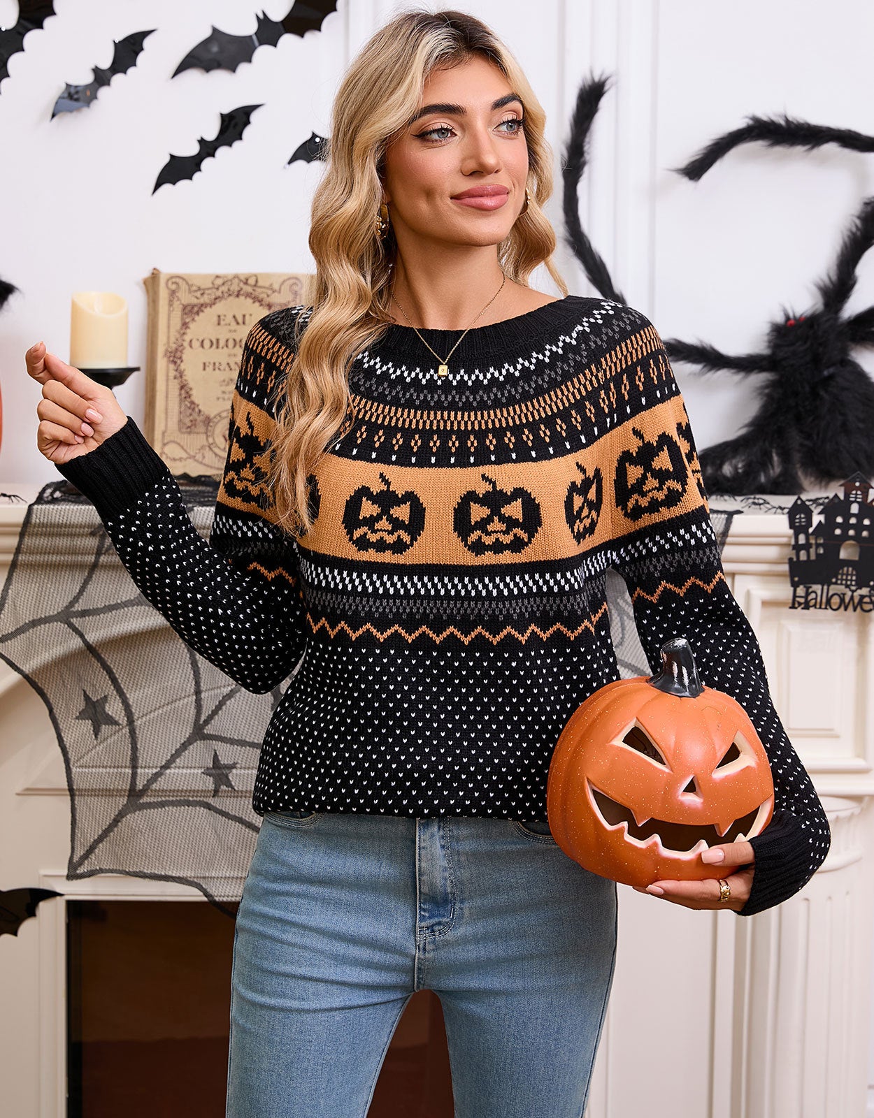 Hazel Winthorpe | Halloween Pumpkin Knit Sweater For Women