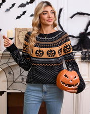 Hazel Winthorpe | Halloween Pumpkin Knit Sweater For Women