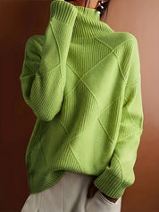 Josephine Alderidge | Diamond-Knit Turtleneck Sweater For Women