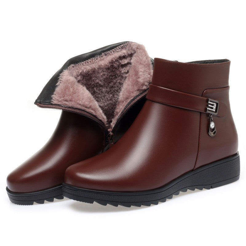 Celeste Rioux | Faux Leather Ankle Boots With Rhinestone Buckle For Women