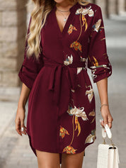 Émilie Sarrault | Belted Crane Print Mini Shirt Dress