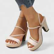Seraphina Delvaux | Black Strappy Platform Block Heel Sandals