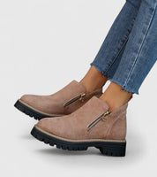 Lysandra Beauvois | Black Suede Ankle Boots with Gold Zip