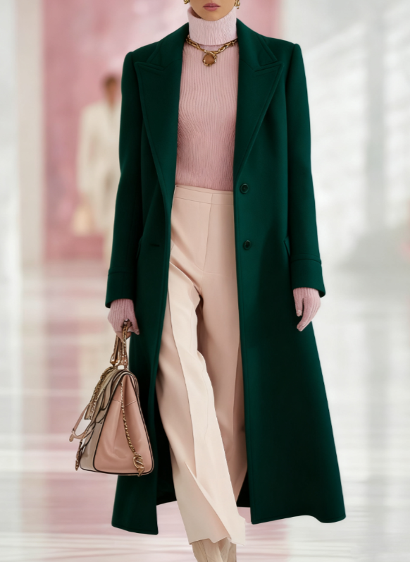Effie Evercombe | Long Lapel Wool-Look Coat For Women
