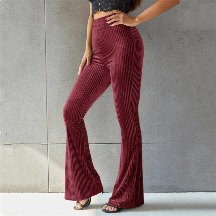 Adrienne Castel | High-Waist Velvet Flare Pants For Women
