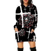 Fleur Devereux | Halloween Skeleton Print Hoodie Mini Dress For Women