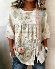 Marlena Whitcroft | USA Patriotic Print Short-Sleeve Top For Women