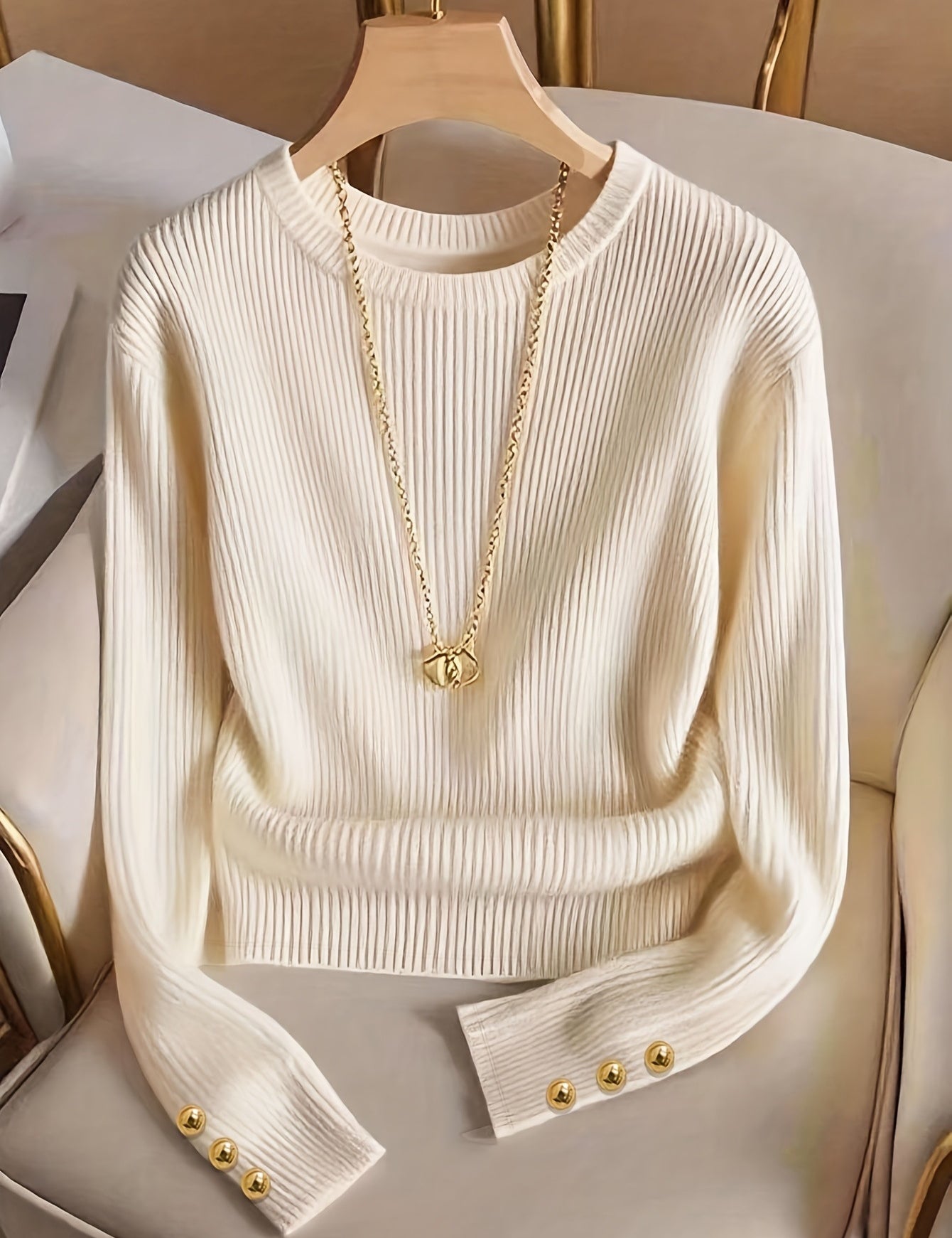 Juliette Rambeau | Ribbed Knit Long-Sleeve Sweater For Women