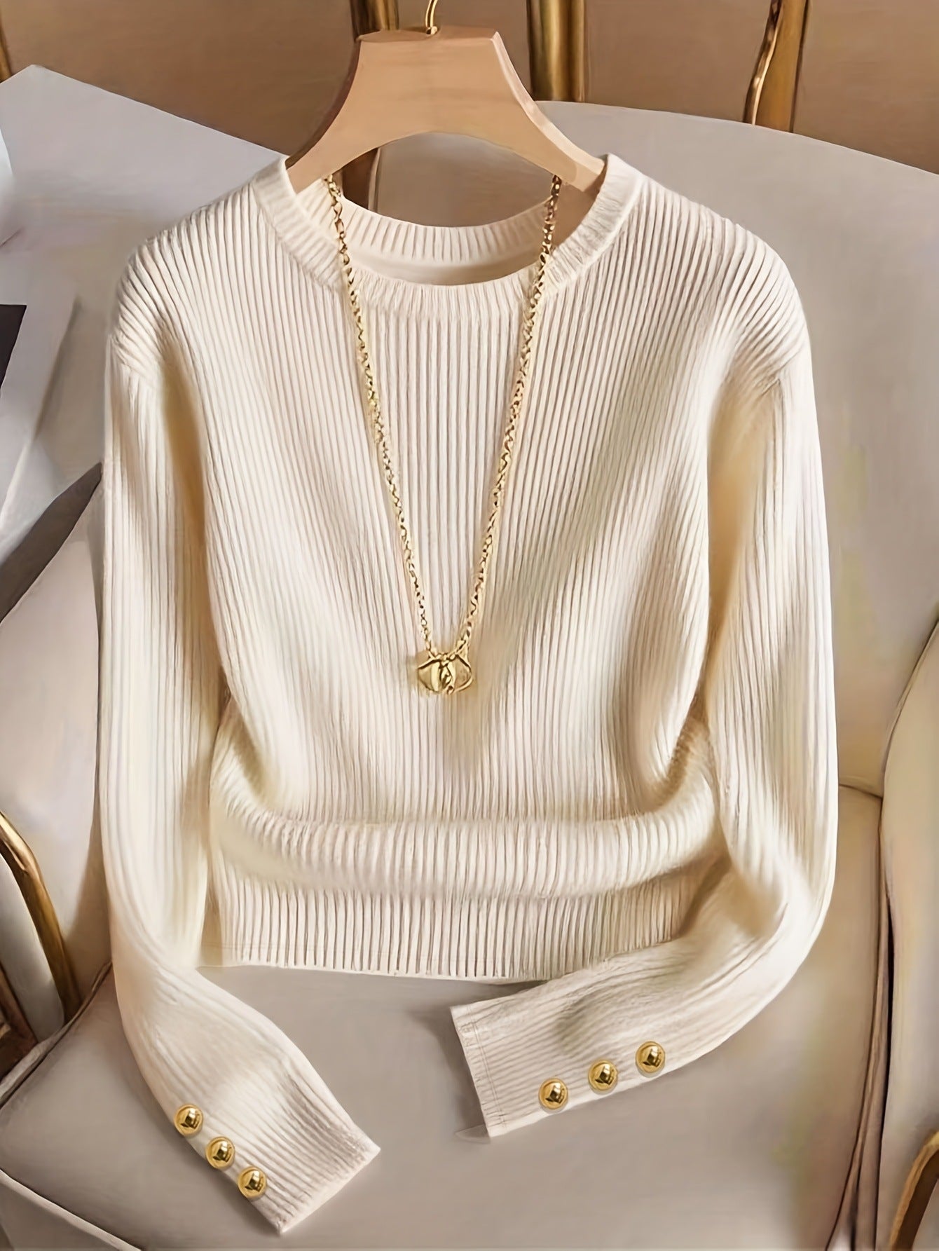 Juliette Rambeau | Ribbed Knit Long-Sleeve Sweater For Women