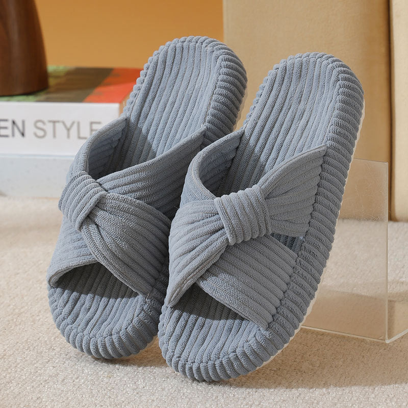 Odette Villeneuve | Cross-Strap Corduroy Slippers For Women