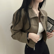 Fabienne Roquet | Cropped Suede Leather Jacket For Women