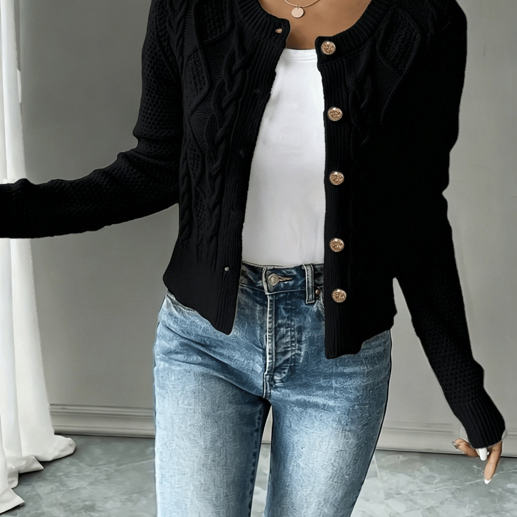 Vittoria Rossignol | Cable-Knit Button-Front Cardigan For Women