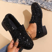 Odette Fairbanks | Sequin Slip-On Loafers With Block Heel