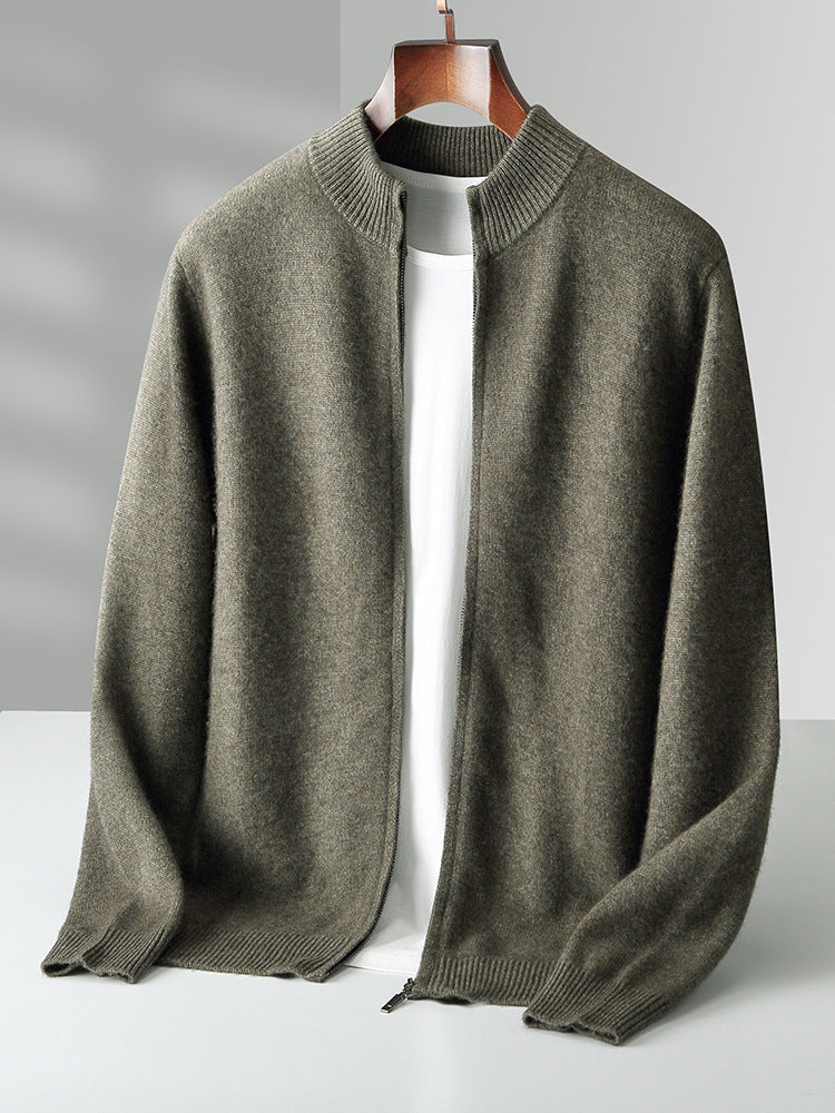 Tucker Whitwood | Zip-Up Stand Collar Knit Cardigan For Men