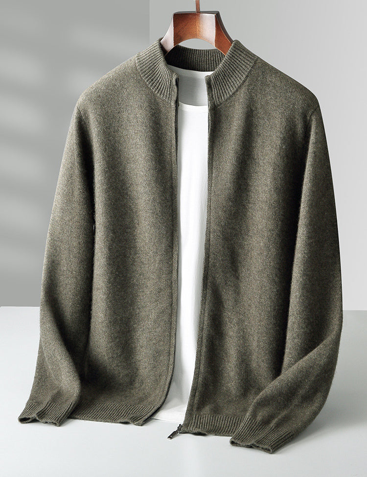 Tucker Whitwood | Zip-Up Stand Collar Knit Cardigan For Men