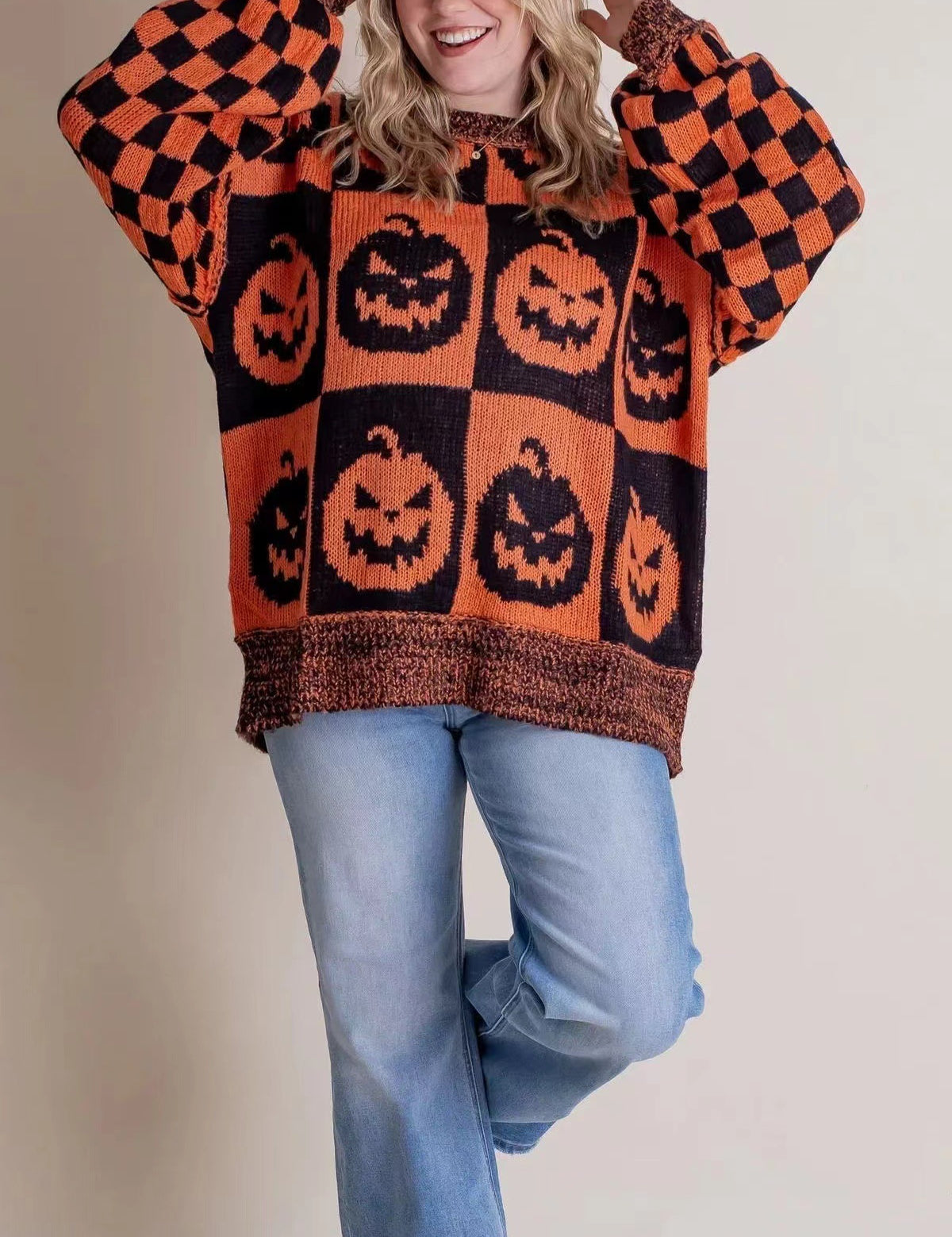 Priscilla Duchamp | Halloween Pumpkin Ghost Sweater For Women