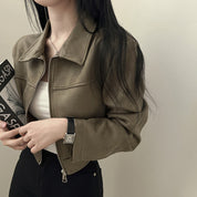 Fabienne Roquet | Cropped Suede Leather Jacket For Women