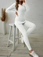 Celine Aubert | Ribbed Knit Two-Piece Lounge Set For Women