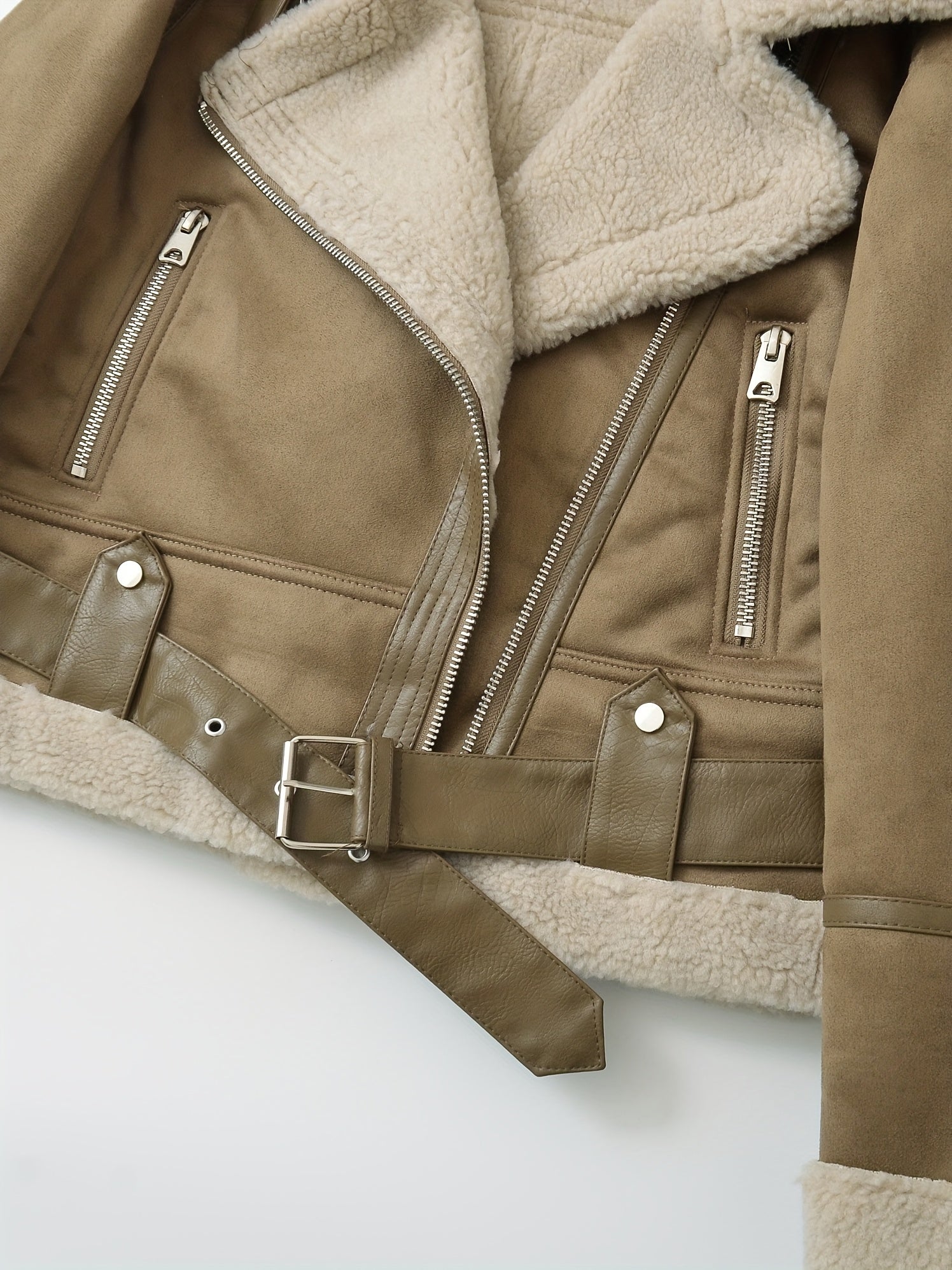 Noelle Dumont | Shearling Belted Leather Jacket For Women