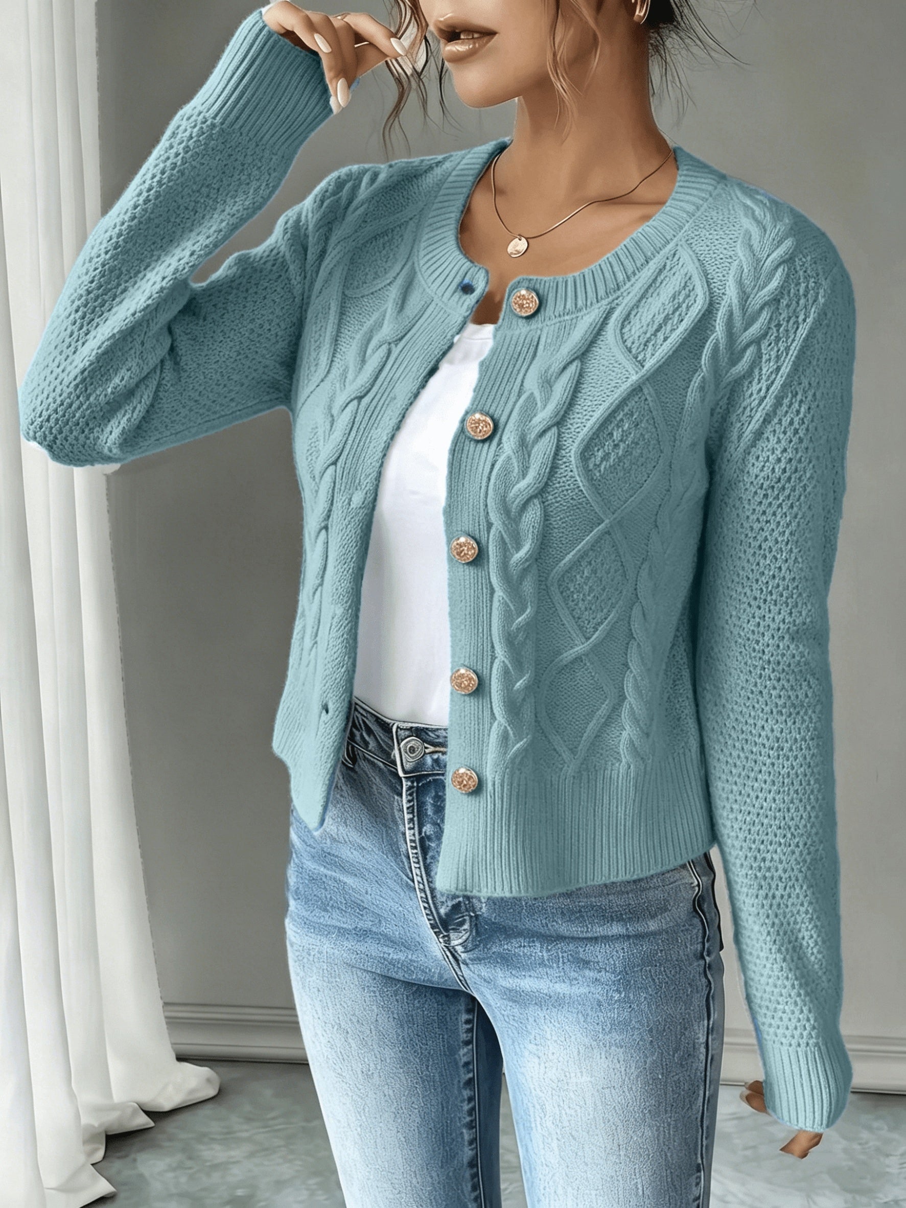 Vittoria Rossignol | Cable-Knit Button-Front Cardigan For Women
