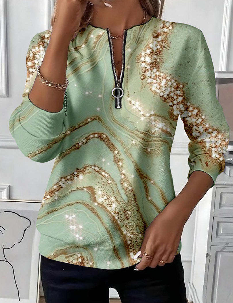 Charlotte Dubois | Abstract Print Half-Zip Top For Women