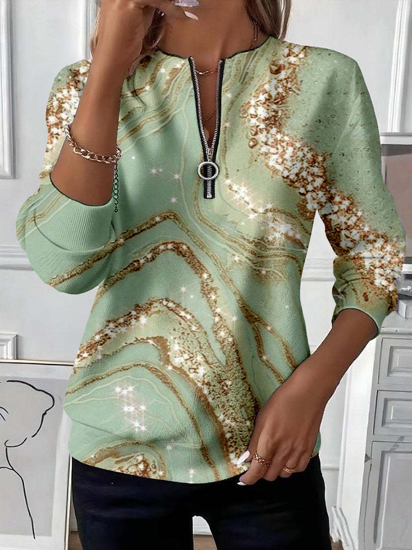 Charlotte Dubois | Abstract Print Half-Zip Top For Women