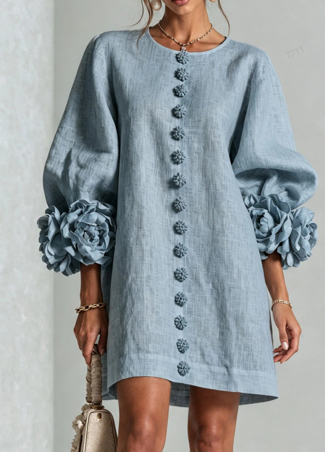 Blakely Fenwell | Ruffle Sleeve Button Mini Dress For Women