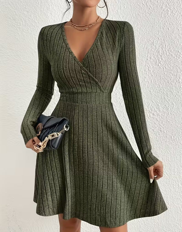 Bernadette Solaire | Ribbed Knit Wrap Mini Dress For Women