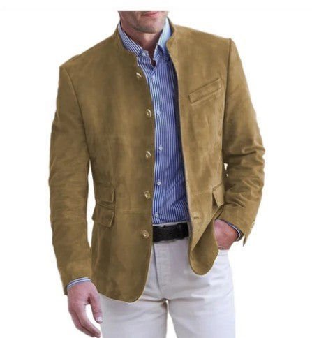 Duke Fairham | Stand Collar Suede-Look Jacket For Men